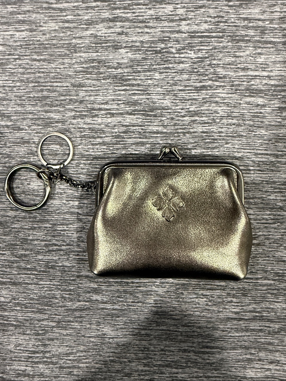 Patricia Nash Metallic Pewter Kiss Lock Coin Purse